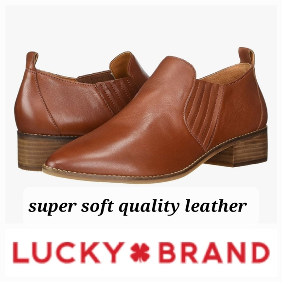 Lucky Brand Shoes - LUCKY BRAND leather bootie super soft quality leather slip on stacked heel shoe